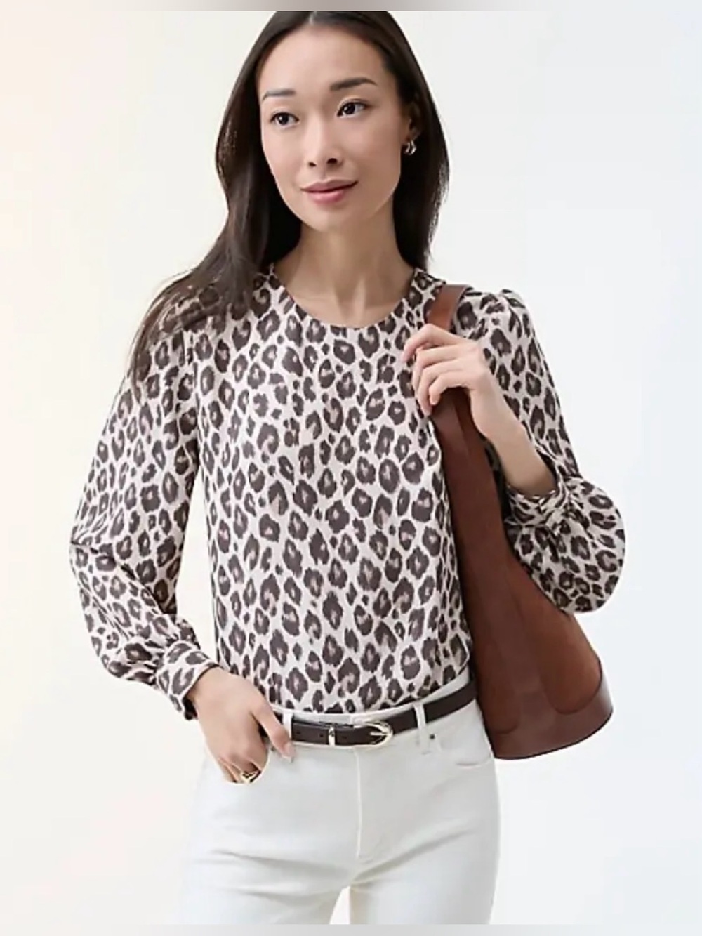 Ann Taylor Leopard Print Crew Neck Blouse